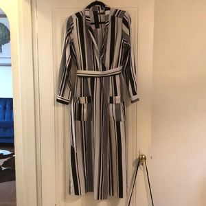 Black and White striped wrap dress